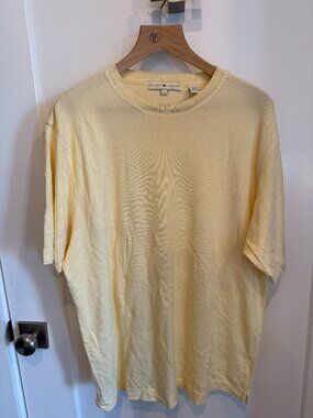 Joseph Abboud Men's Large Yellow Crew Neck Short Sleeve Shirt